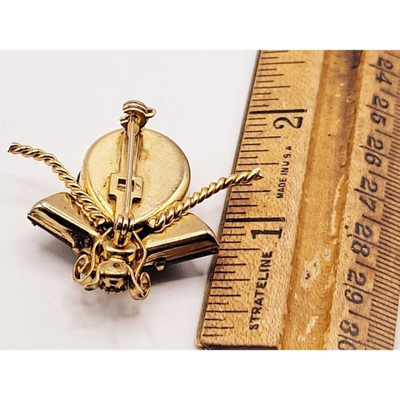 Glass Vintage Bug Fly Rhinestone Brooch Pin (A65) - Picture 4 of 4